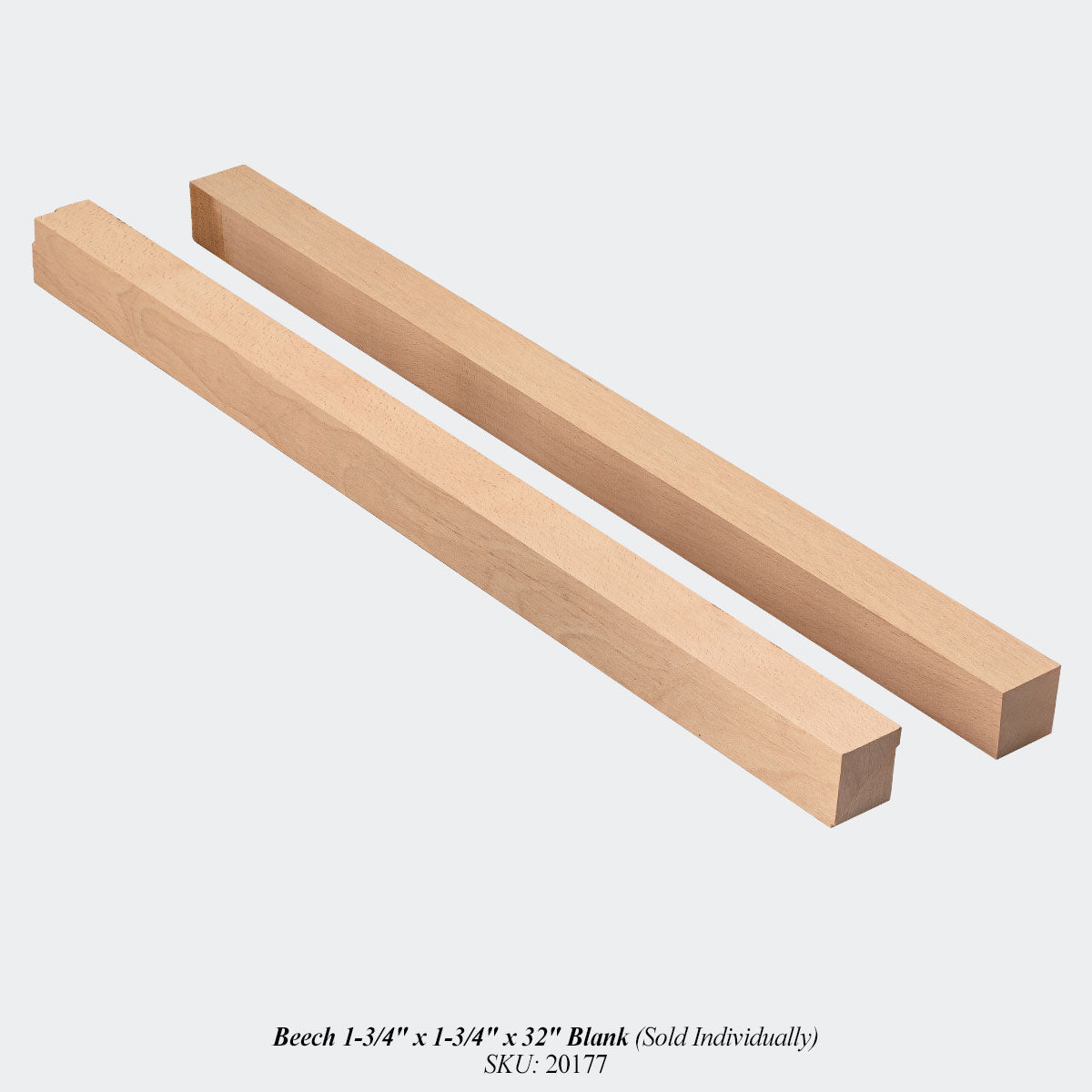 Beech 1-3/4" x 1-3/4" x 32" Blank (Sold Individually). SKU: 20177