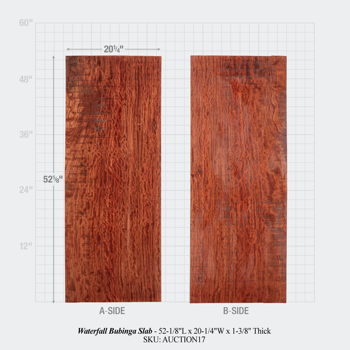 Waterfall Bubinga Slab #1 (52-1/8" x 20-1/4" x 1-3/8")