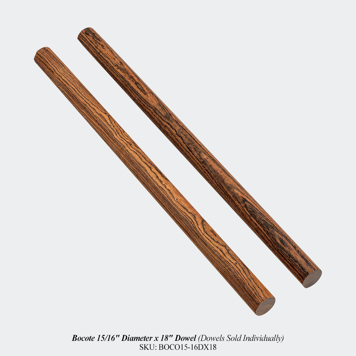 Bocote 15/16" Diameter x 18" Dowel (Dowels Sold Individually)