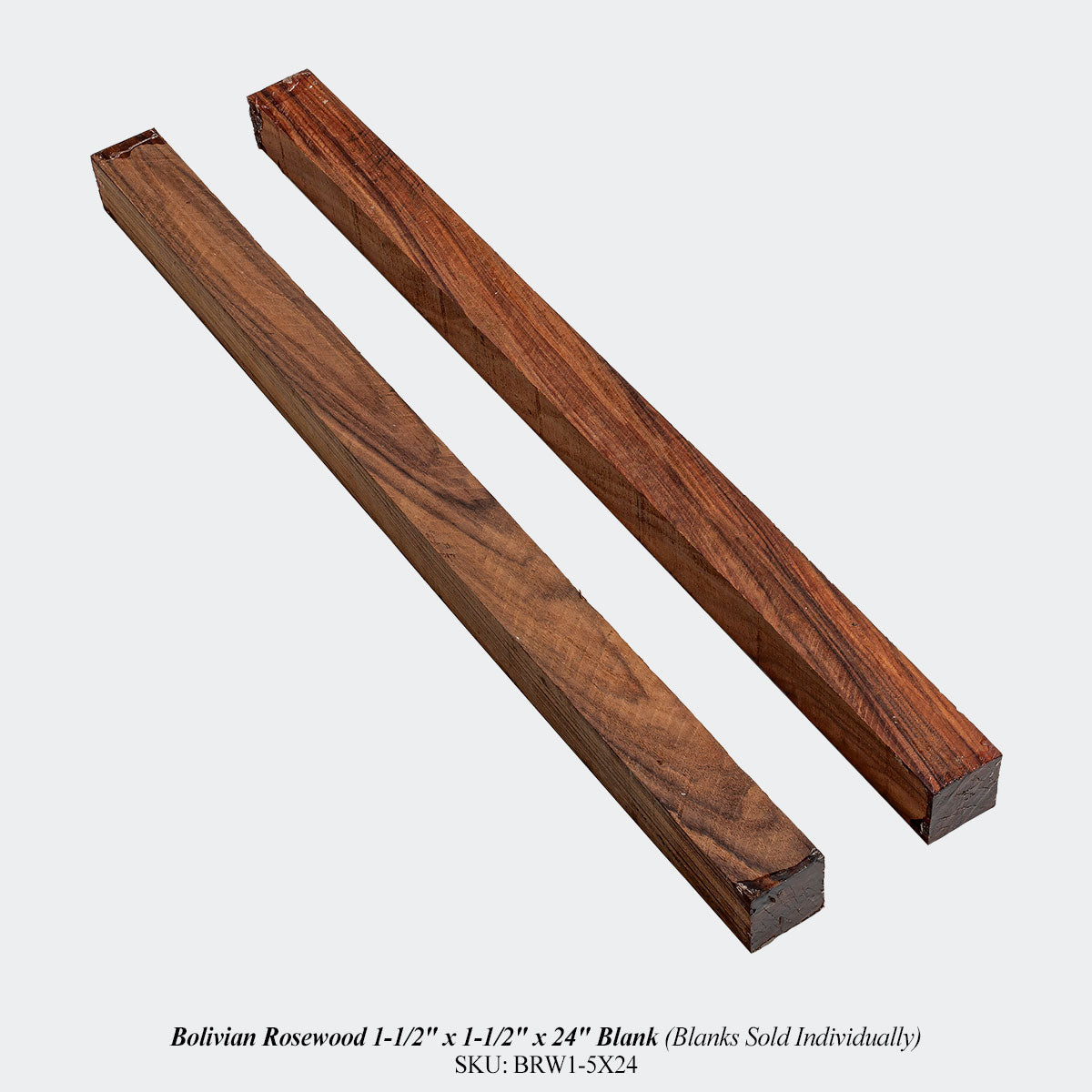 Bolivian Rosewood 1-1/2" x 1-1/2" x 24" Blank (Blanks Sold Individually)