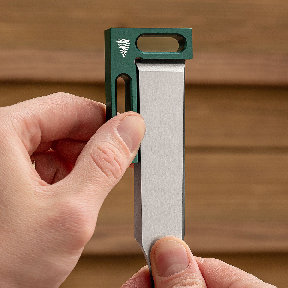 The Blue Spruce Mini Square is designed to be the perfect companion when checking your chisels for square.