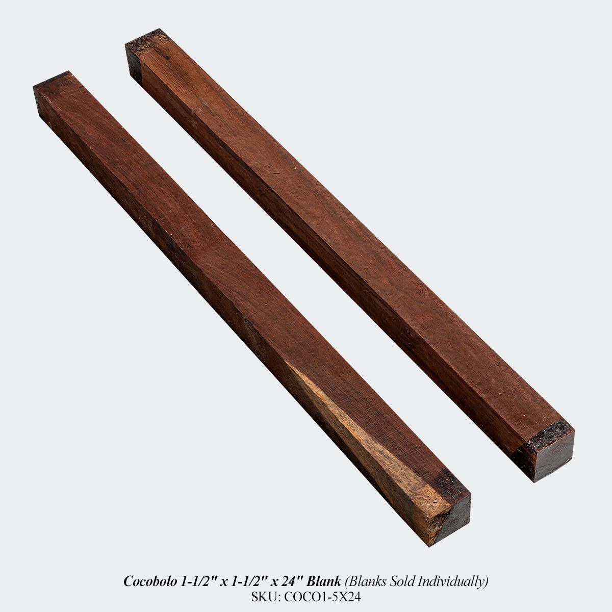Cocobolo 1-1/2" x 1-1/2" x 24" Blank (Blanks Sold Individually)
