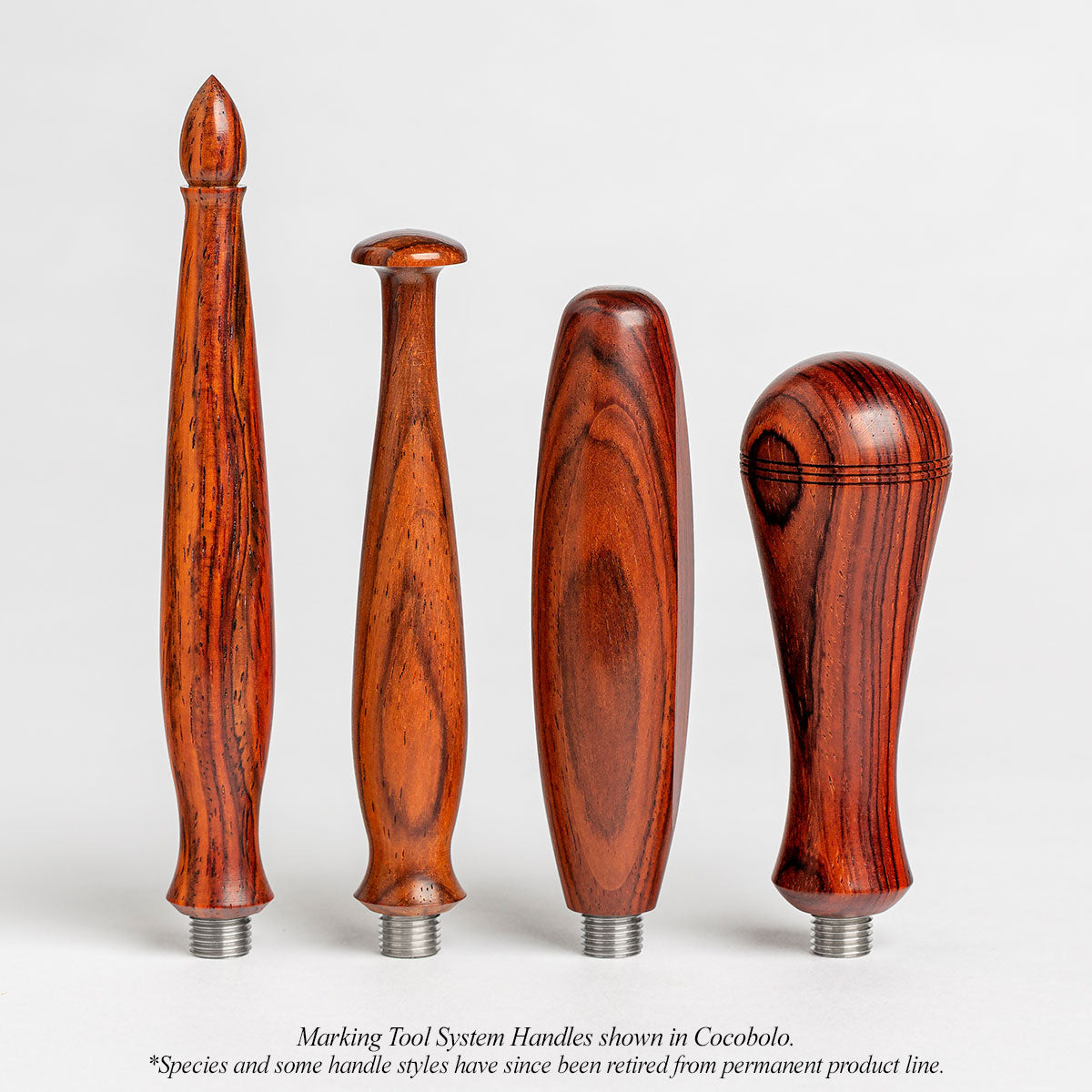 Marking Tool System Handles shown in Cocobolo. *Species and some handle styles have since been retired from permanent product line.
