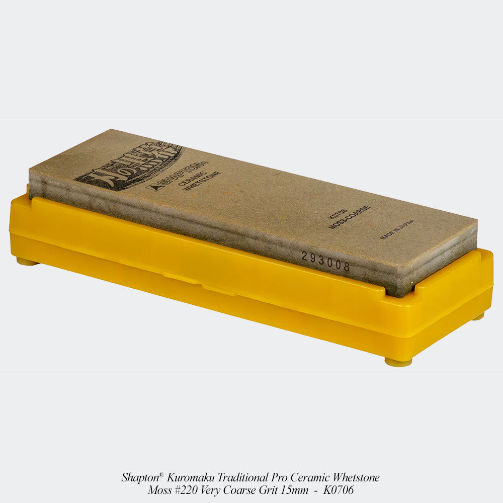 Shapton® Kuromaku Traditional Pro Ceramic Whetstone - Moss #220 Very Coarse Grit 15mm - K0706