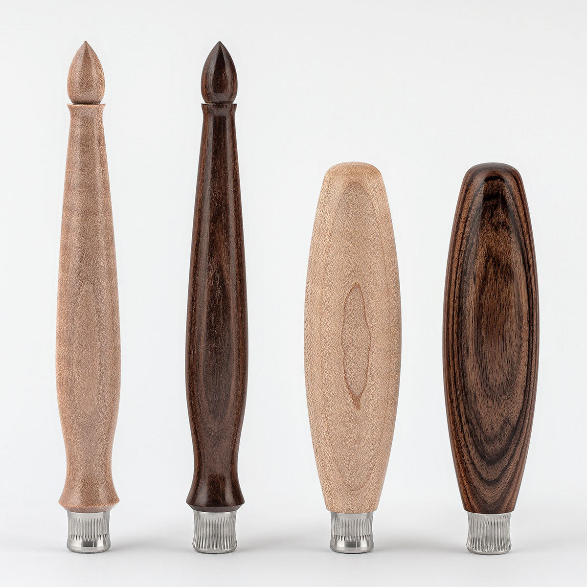 Marking Tool System Handles shown in Classic and Joiner’s style in both Resin-Infused Curly Maple and Bolivian Rosewood.