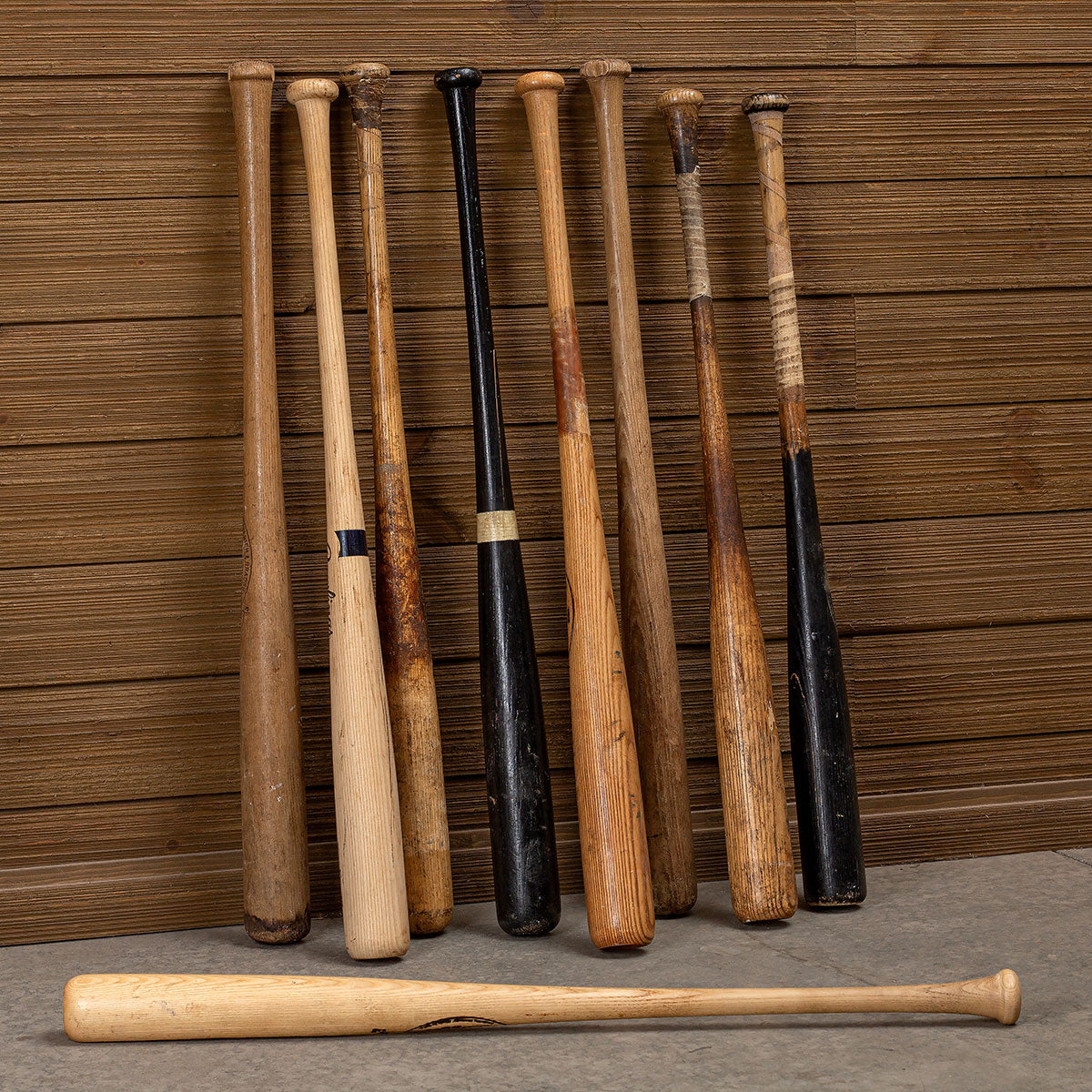 A group of authentic, professionally used baseball bats that were used in the production of the Limited-Edition Opening Day Mallet.