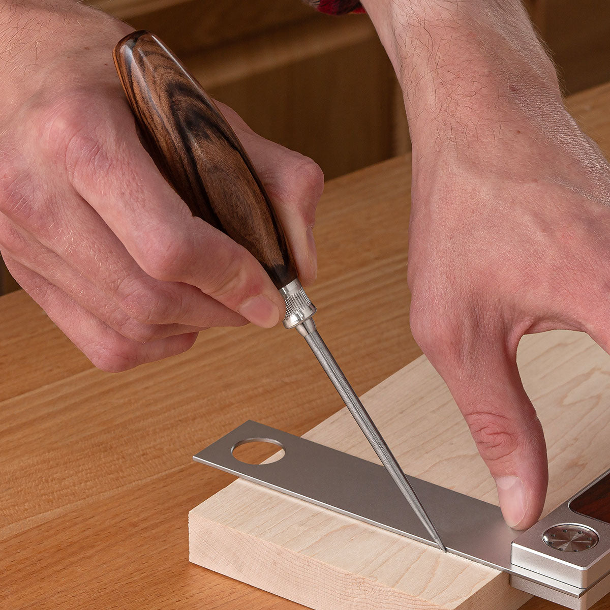 The .187” awl is also perfect for marking lines and making physical impressions in the wood which guides your saw or chisel.