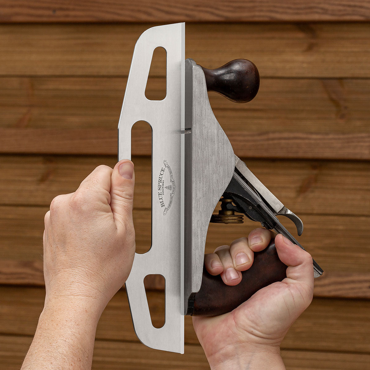 Woodworker’s Straight Edge being used to check the sole of an old hand plane.
