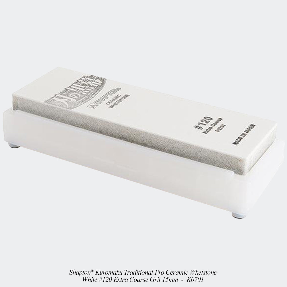 Shapton® Kuromaku Traditional Pro Ceramic Whetstone - White #120 Extra Coarse Grit 15mm - K0701