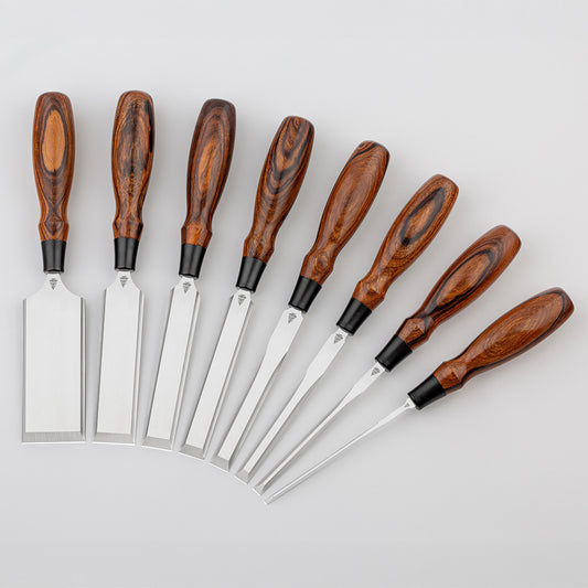 DOVETAIL CHISEL 8-PIECE SET WITH DESERT IRONWOOD HANDLES - SET #4