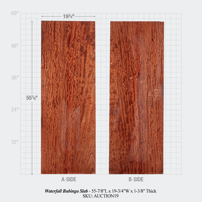 Waterfall Bubinga Slab #3 (55-7/8" x 19-3/4" x 1-3/8")