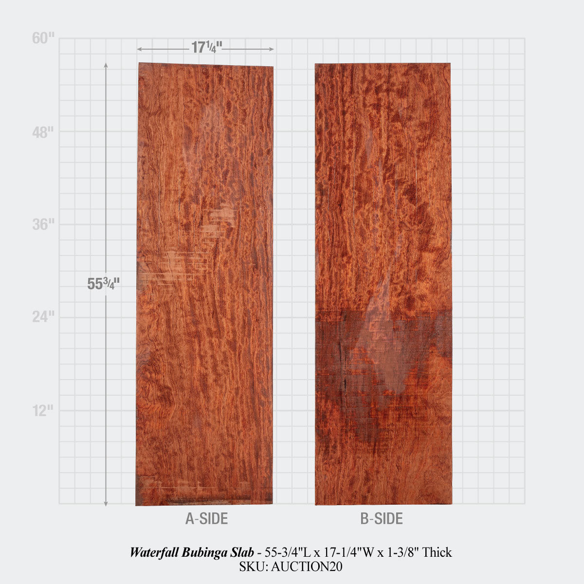 Waterfall Bubinga Slab #4 (55-3/4" x 17-1/4" x 1-3/8")