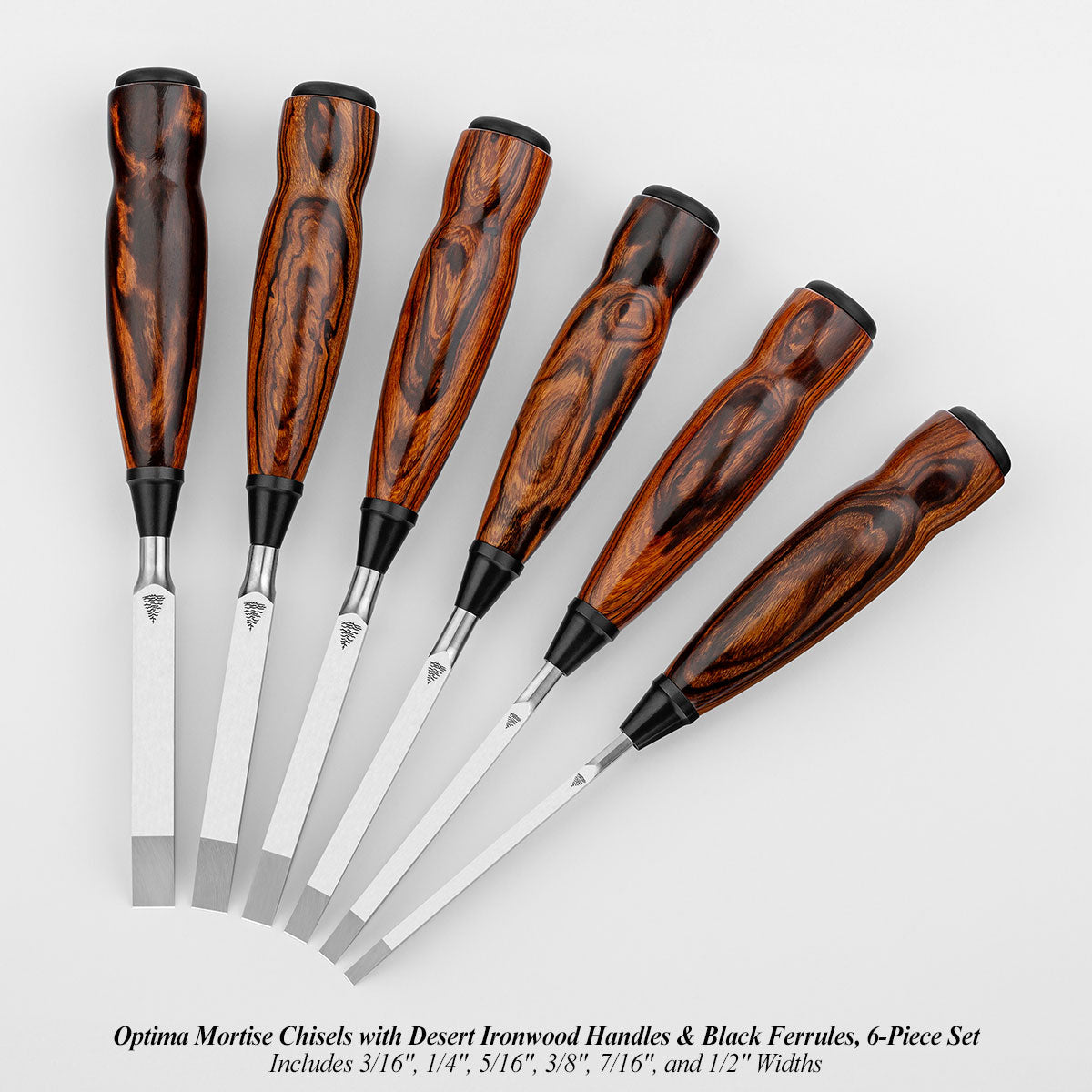 MORTISE CHISEL 6-PIECE SET WITH DESERT IRONWOOD HANDLES - Set #1