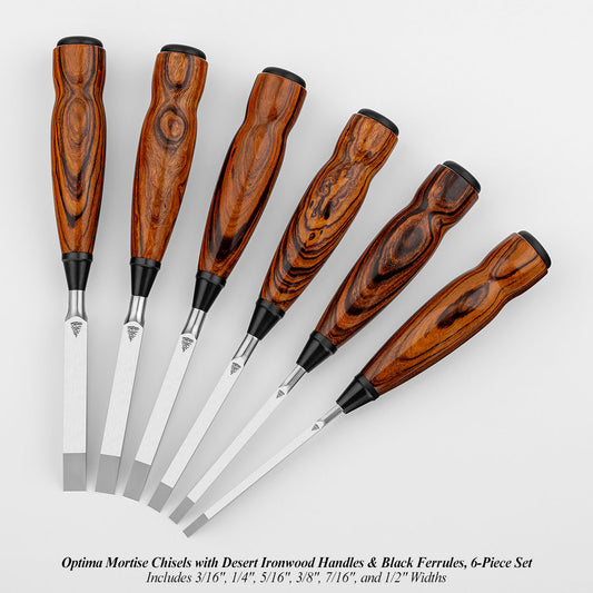 MORTISE CHISEL 6-PIECE SET WITH DESERT IRONWOOD HANDLES - Set #2