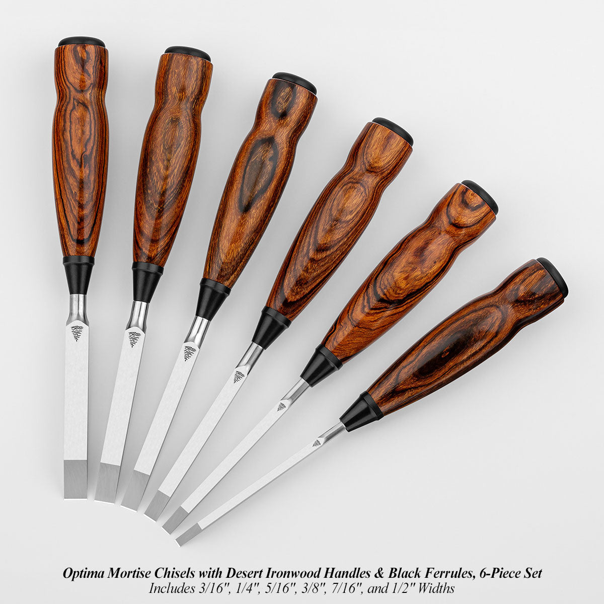 MORTISE CHISEL 6-PIECE SET WITH DESERT IRONWOOD HANDLES - Set #3