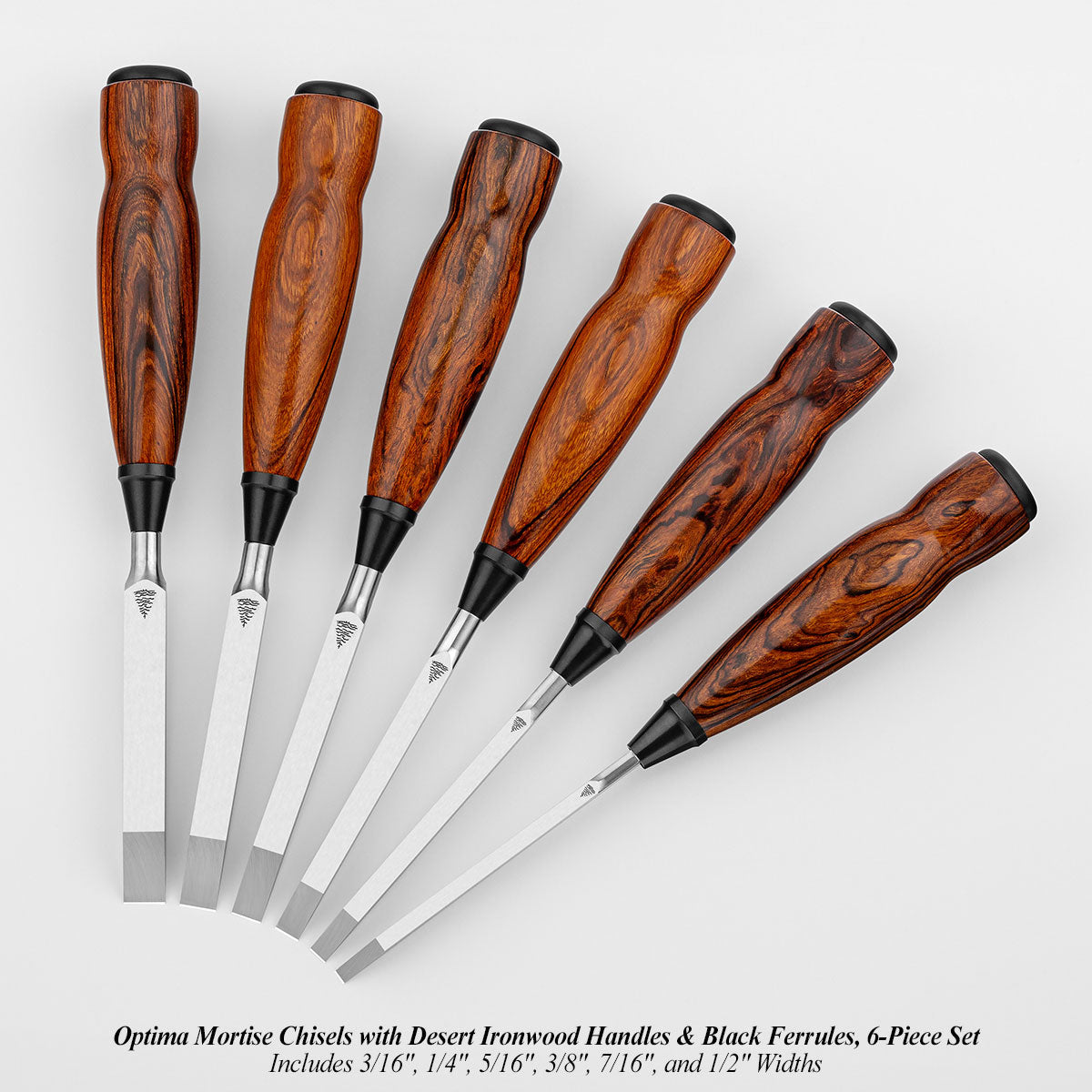 MORTISE CHISEL 6-PIECE SET WITH DESERT IRONWOOD HANDLES - Set #4