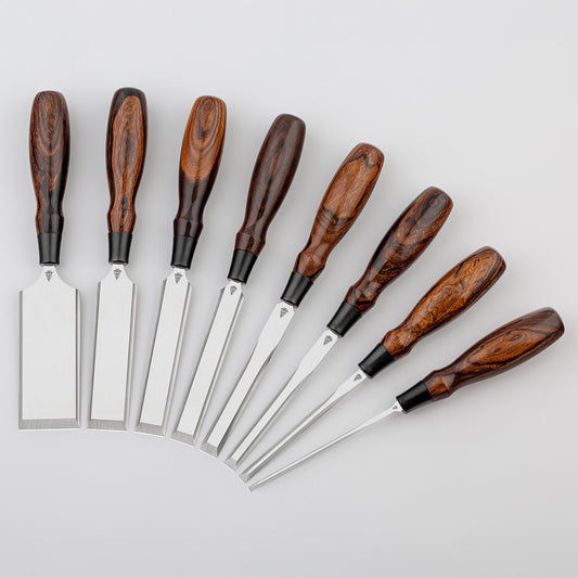 DOVETAIL CHISEL 8-PIECE SET WITH DESERT IRONWOOD HANDLES - SET #1