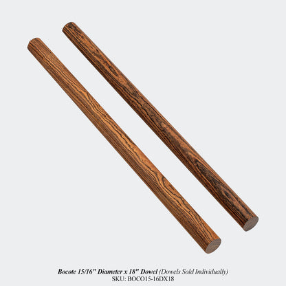  Bocote 15/16" Diameter x 18" Dowel (Dowels Sold Individually)
