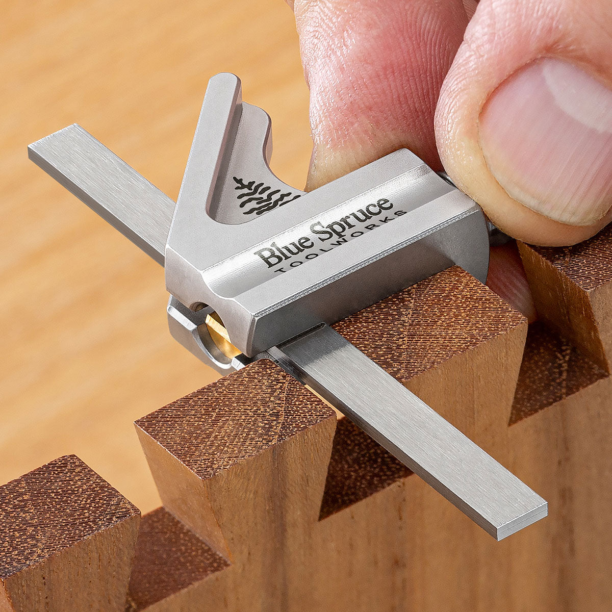 Checking narrow dovetail socket with Micro-Combination Square.