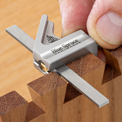 Checking narrow dovetail socket with Micro-Combination Square.