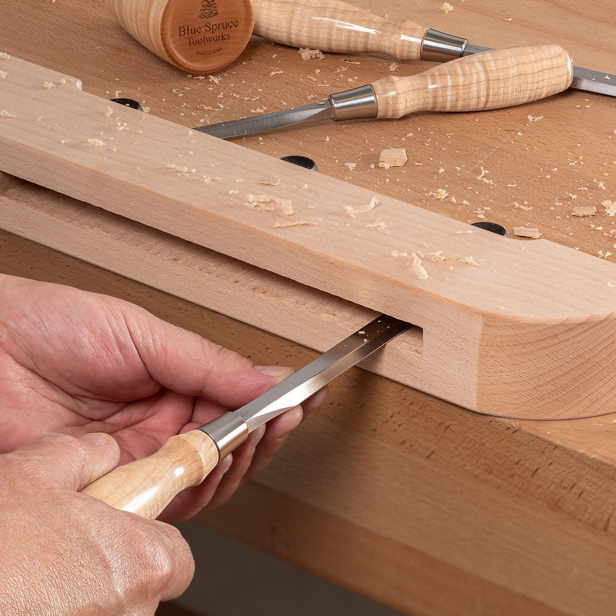 Bench Chisel 3-Piece Expansion Set & Free Sharpening Square