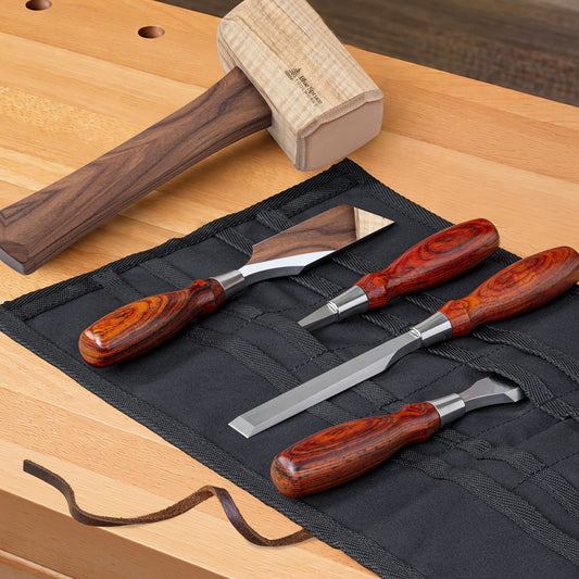 4-Piece Cocobolo Bench Chisel Set + FREE Small Rectangular Mallet