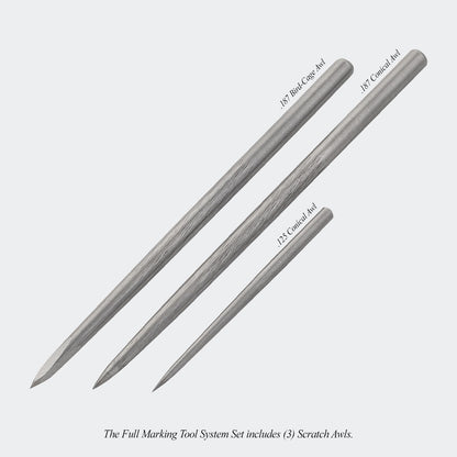 The Full Marking Tool System Set includes (3) Scratch Awls