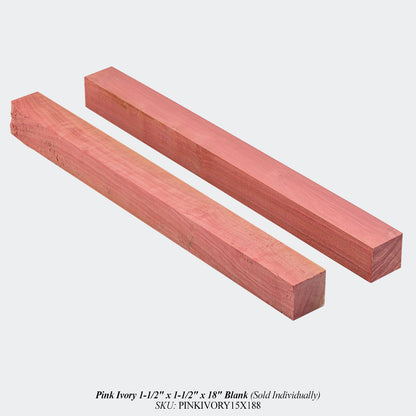 Pink Ivory 1-1/2" x 1-1/2" x 18" Blank (Sold Individually). SKU: PINKIVORY15X188