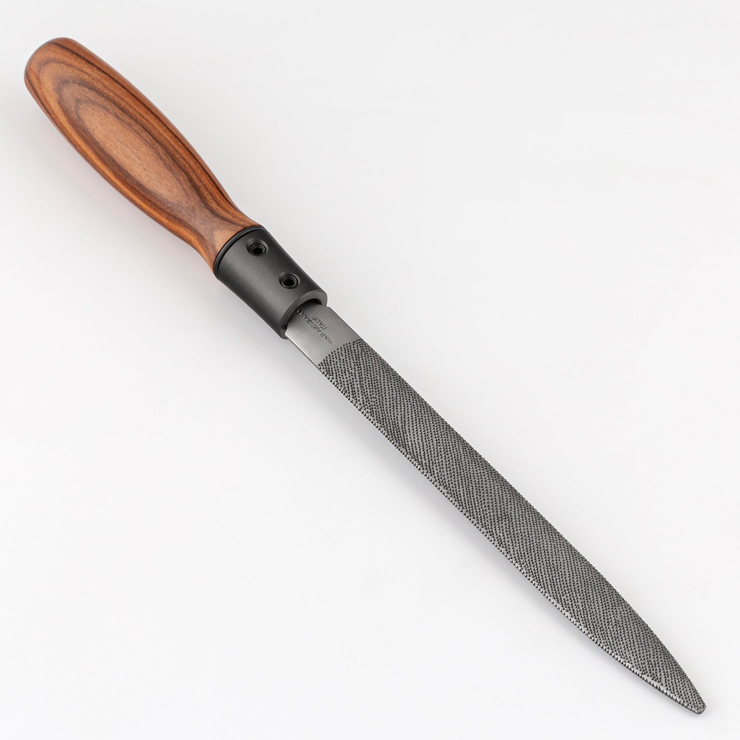 Rasp with wooden handle on a white background