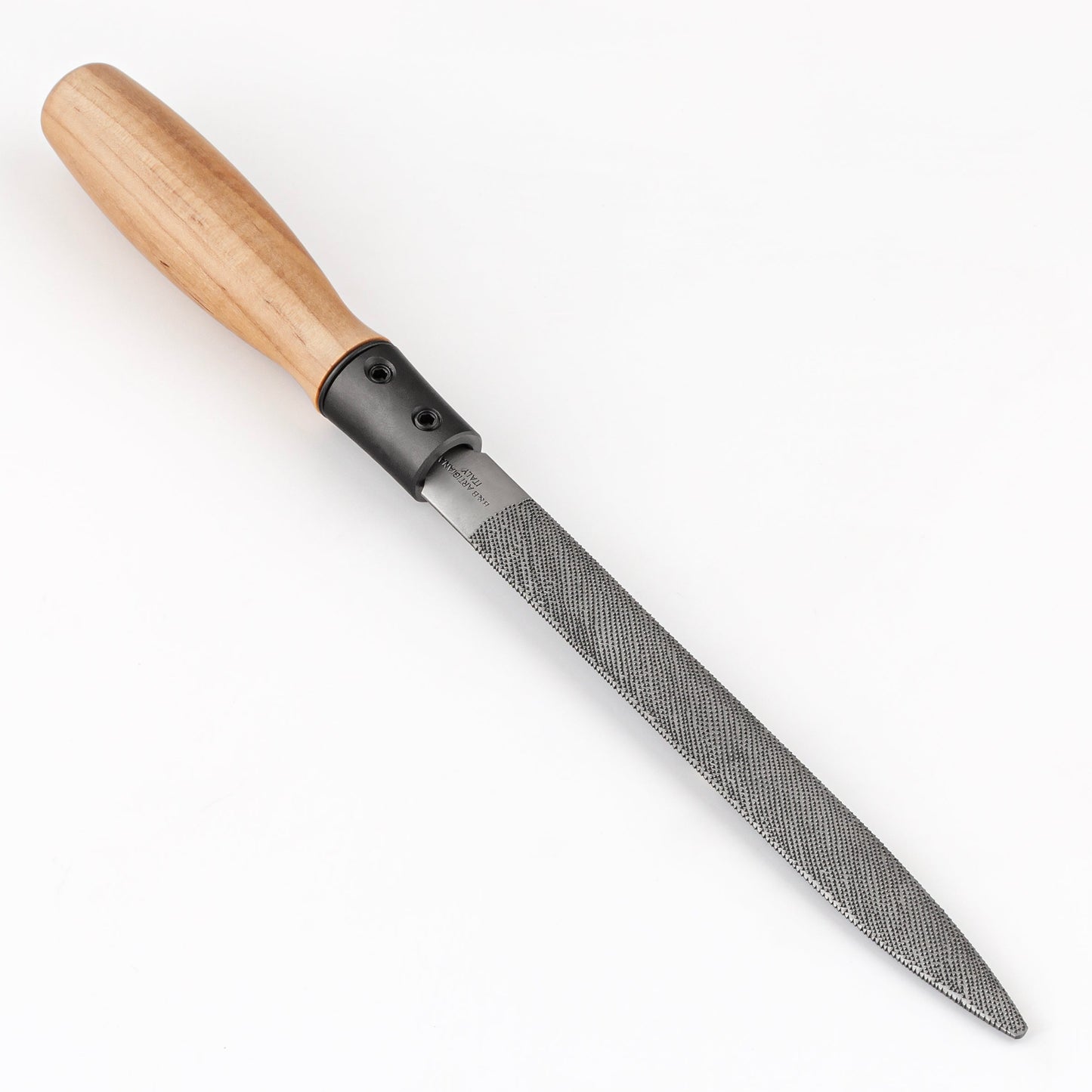 Rasp with wooden handle on a white background