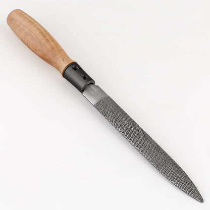 Rasp with a wooden handle on a white background