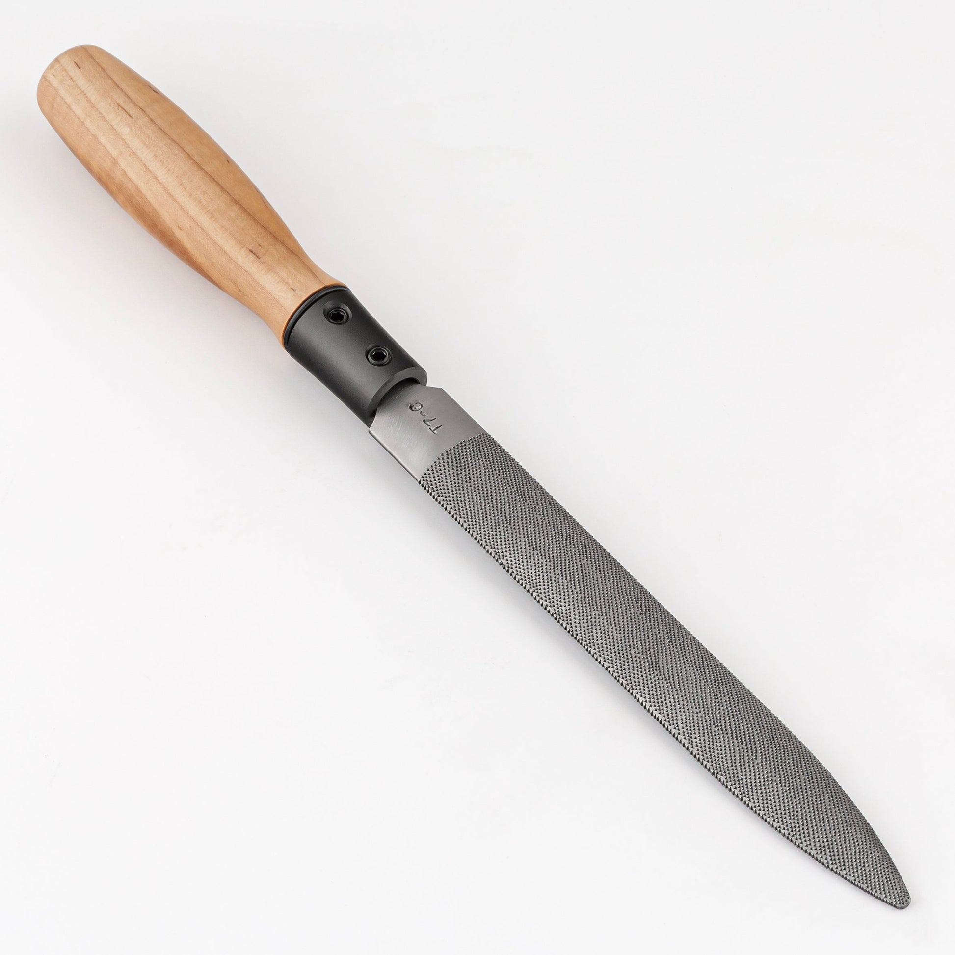 Rasp with a wooden handle on a white background