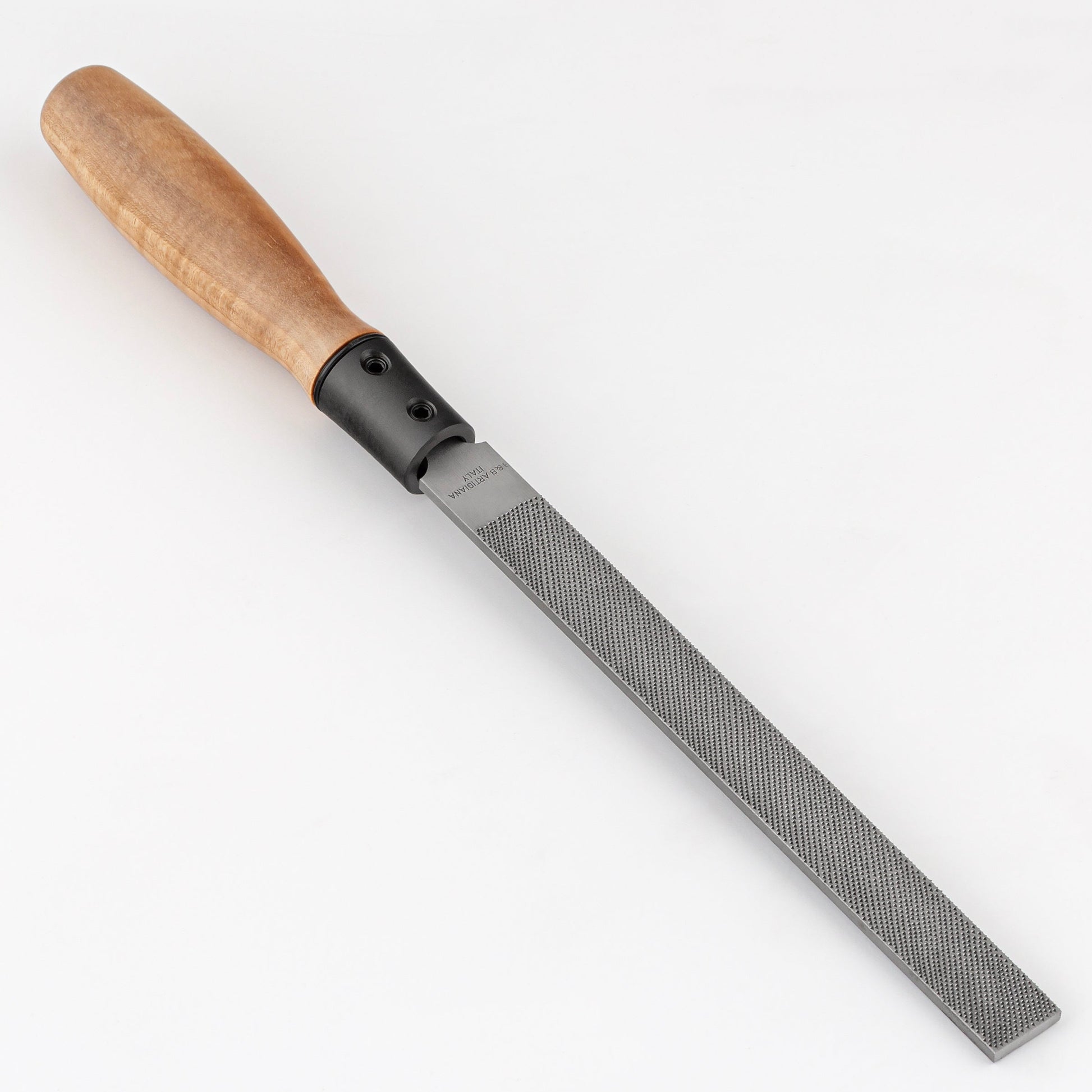 Rasp with wooden handle on a white background