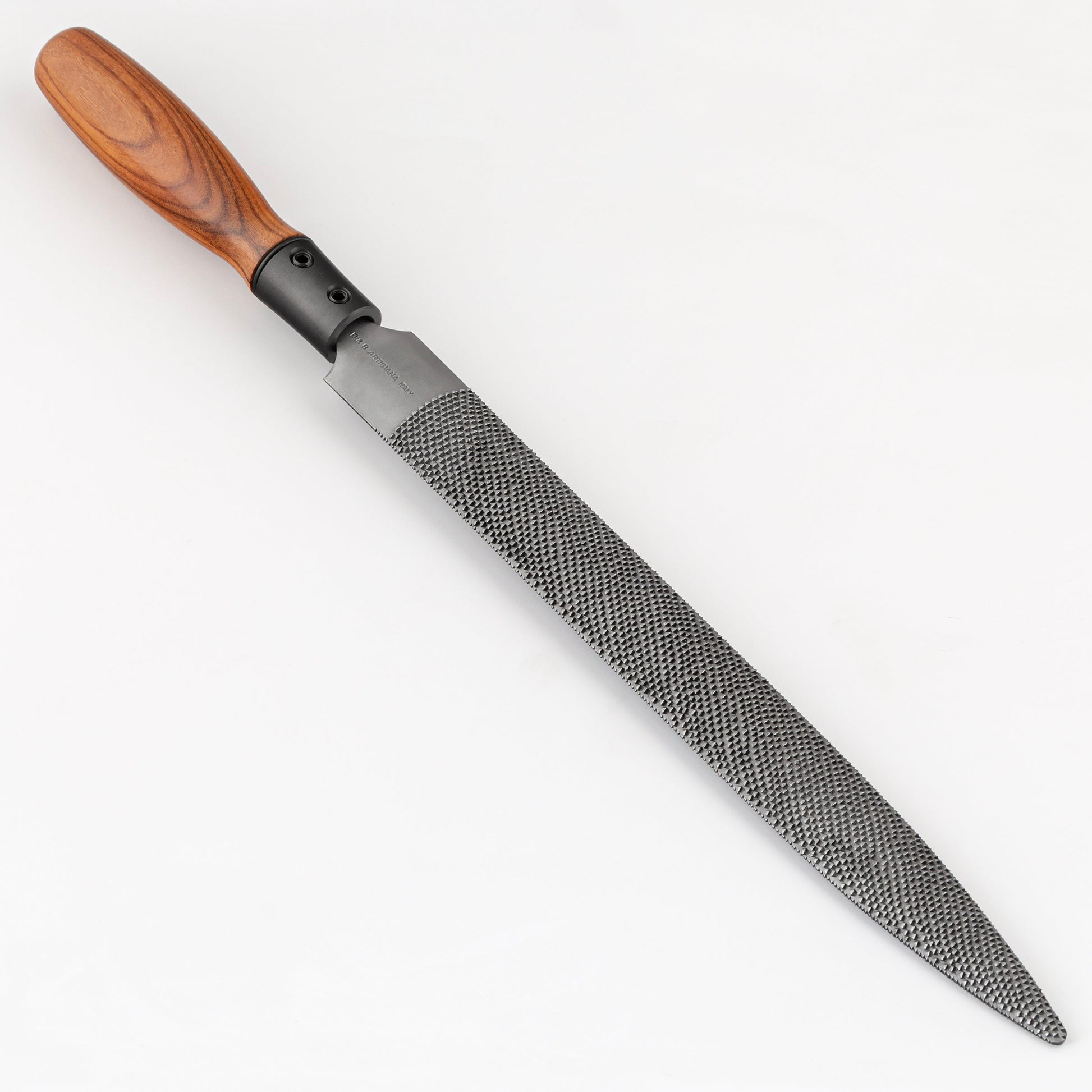 Rasp with wooden handle on a white background