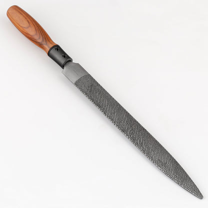 Rasp with wooden handle on a white background