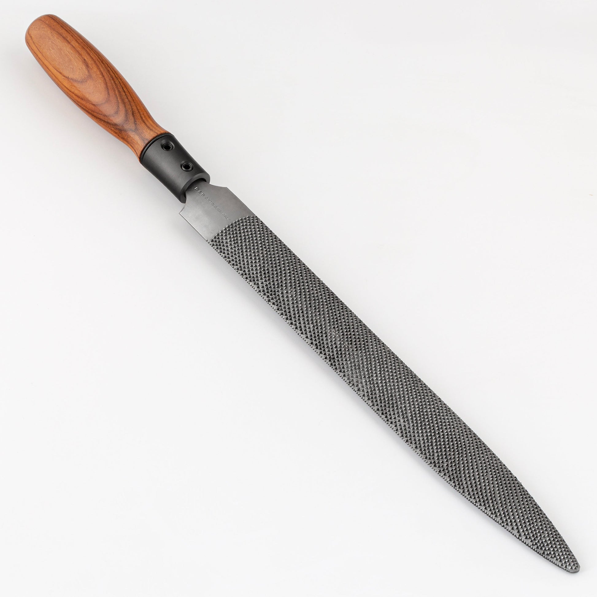 Rasp with wooden handle on a white background