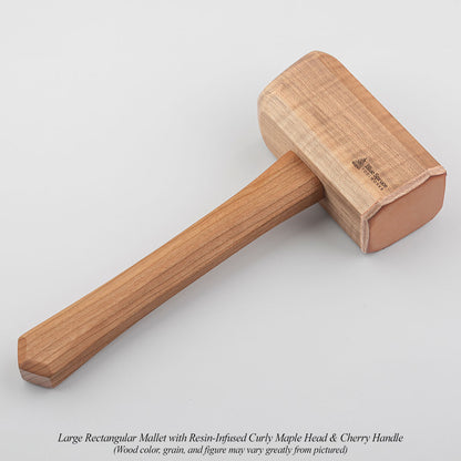 Large Rectangular Mallet with Resin-Infused Curly Maple Head & Cherry Handle.