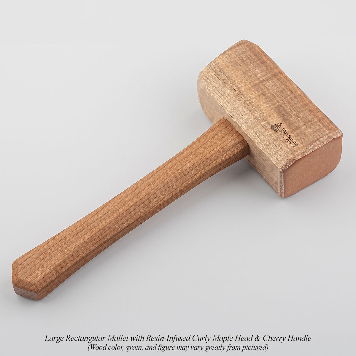 Large Rectangular Mallet with Resin-Infused Curly Maple Head & Cherry Handle.