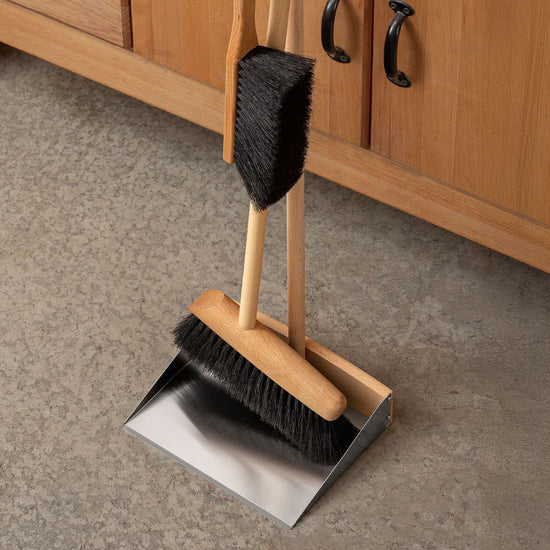 Long-Handled Dustpan, Broom, and Bench Brush.