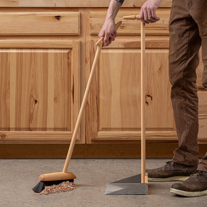 Both the dustpan and broom feature long handles for an easy reach to the floor, no bending-over to sweep required.