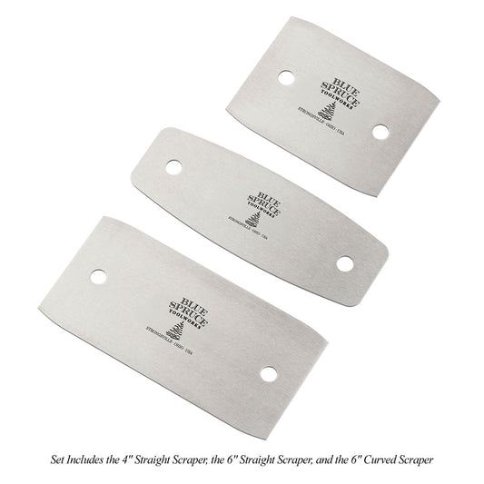 set of 4 inch, 6 inch straight and curved scraper