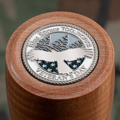 Each resin-infused figured maple head houses an exclusive challenge coin, paying homage to our nation’s veterans.