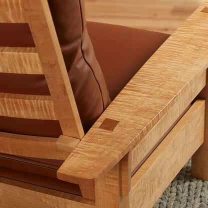 Closeup of the detail of the arm on the Adjustable Back Armchair when completed.