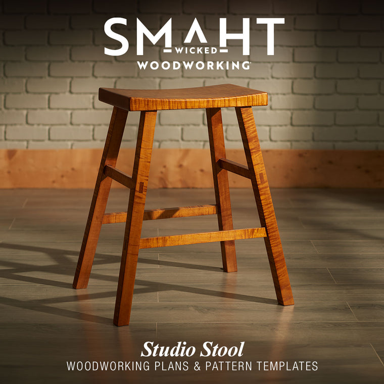  Image of the finished product of the Wicked Smaht Studio Stool project plans.
