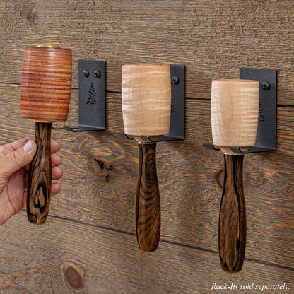 Blue Spruce Ziricote Handle Mallets: Round & Leather Assembly